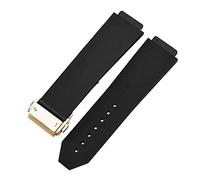 LQXHZ Montre le bracelet en forme Hublot Big Bang Classic Fusion Boucle pliante silicone caoutchouc montrage montre accessoires(Black-Gold Clasp,26mm)