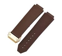 LQXHZ Montre le bracelet en forme Hublot Big Bang Classic Fusion Boucle pliante silicone caoutchouc montrage montre accessoires(Brown-Gold Clasp,23mm)