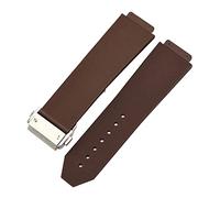 LQXHZ Montre le bracelet en forme Hublot Big Bang Classic Fusion Boucle pliante silicone caoutchouc montrage montre accessoires(Brown-Silver Clasp,26mm)