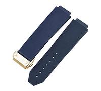 LQXHZ Montre le bracelet en forme Hublot Big Bang Classic Fusion Boucle pliante silicone caoutchouc montrage montre accessoires(Blue-Gold Clasp,26mm)