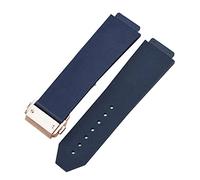 LQXHZ Montre le bracelet en forme Hublot Big Bang Classic Fusion Boucle pliante silicone caoutchouc montrage montre accessoires(Blue-RoseGold Clasp,26mm)