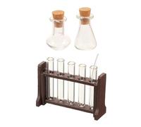 LQXHZ Wooden Rack Mini Simulation Measuring Cup Set Science Test Tube Rack Laboratory Toy House Photo Prop Education Model Experiment