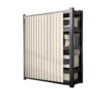 LQYDQSC Rideau Cache Placard for Cuisine & Dressing - Rideau d'Étagère avec Glissière Auto-Adhésive Mute, Installation sans Outils, Tissu Épais Imitation Lin(Beige,80 * 120cm)