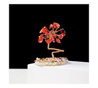 LQYXGS Décoration d'intérieur en Pierre de Cristal 1PC Mini Arbre d'argent en Cristal Naturel Fil de cuivre enveloppé Pierre précieuse Base Tranche(Red Jasper)