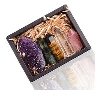 LQYXGS Décoration d'intérieur en Pierre de Cristal 1set Natural Rose Quartz Colonne hexagonale d'améthyste Cross Baguette Mineral Crystal, Study Home Décoration Stone