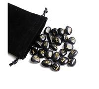 LQYXGS Décoration d'intérieur en Pierre de Cristal 25 pcs Obsidian Natural Crystal Rune Noir Runes Pierre Début irrégulier Discours de méditation la Fortune(Black Obsidian Gold,M)