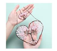 LQYXGS Décoration d'intérieur en Pierre de Cristal Coeur Arbre de Vie Feng Shui Suspendu Ornement amethyste Pierres précieuses à méditation spirituelle Murs Mariage décor(Rose Quartz)
