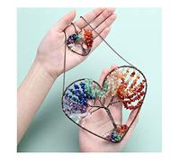 LQYXGS Décoration d'intérieur en Pierre de Cristal Coeur Arbre de Vie Feng Shui Suspendu Ornement amethyste Pierres précieuses à méditation spirituelle Murs Mariage décor(7 Chakra)