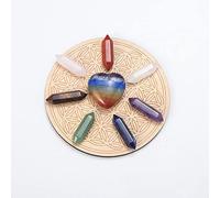 LQYXGS Décoration d'intérieur en Pierre de Cristal Naturel Seven Chakra Double Point Crystal Ensemble Pierre de méditation énergétique polie(Set A Heart)