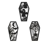 Lqz257 Sticker mural en bois en forme de chauve-souris et citrouille Noir 30 x 16 cm