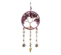 Lqz337 Attrape-rêves mural en pierre précieuse de quartz vert avec pierres de cristal - Fait à la main - Pour chambre à coucher, mariage, jardin (B, 39 cm)