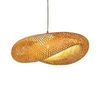 LQZCXMF 1 Abat-Jour De Lustre De Lanterne Tissé en Bambou Léger, Lampe De Lustre Tissée en Rotin Et Osier Rustique Rétro E26 E27 Luminaire Suspendu Au Plafond pour Chambre Restaurant Café