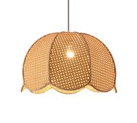 LQZCXMF Abat-jour en rotin fait à la main pour table de salle à manger - Lampe suspendue - Chambre nordique - Matériau naturel tissé à la main - Lustre en bambou - Abat-jour créatif pour îlot de
