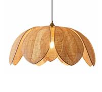 LQZCXMF Abat-jour Moderne En Forme De Pétale De Bambou Pour Lampe De Table À Manger, Suspension En Osier Naturel E26, Style Ferme, Lanterne En Osier D'art Moderne Pour Salle À Manger, Chambre