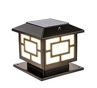 LQZCXMF Le Poteau Extérieur Allume La Lampe Solaire À LED avec Base De Montage sur Pilier, Pilier Solaire D'extérieur Classique en Aluminium Moulé sous Pression avec Télécommande Tricolor Gradation