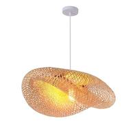 LQZCXMF Lustre Bohème En Bambou À 1 Lumière Pour Cuisine, Suspension Tissée Motif Nid D'oiseau Lustre Suspendu Rustique De 60 Cm, Pour Bar, Café Ou Salon (ampoule Non Incluse)