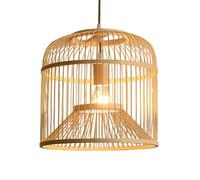 LQZCXMF Lustre en bois naturel avec motif cage à oiseaux, lanterne côtière tissée à la main, lampe en rotin tressé à la main pour cuisine, île d'évier, ferme, salle à manger