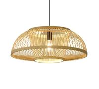 LQZCXMF Lustre En Rotin Et Bambou De 15,7 Pouces Plafonnier Suspendu En Bois Naturel Style Sud-est Asiatique Pour Salle À Manger, Couloir, Salon De Thé Suspension Avec Douille E27-1 Paquet