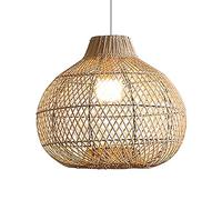 LQZCXMF Lustre En Rotin Tressé À La Main, Suspension Style Nordique Pour Îlot De Cuisine, Couloir, Chambre, Table À Manger, Plafonnier D15,7 Pouces (couleur Naturelle)