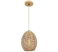 LQZCXMF Lustre Rétro en Corde De Chanvre E27 Lampe Vintage Tissée en Bambou Plafonnier en Osier, Abat-Jour, Lanterne Suspendue Luminaire Suspendu Au Plafond pour Cuisine Salon Salle À Manger