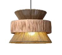 LQZCXMF Lustre Rétro Japonais En Corde De Chanvre Éclairage Tissé En Rotin Pour Salon De Thé/restaurant Lampe Suspendue Bohème Naturelle - Abat-jour En Forme De Dôme Pour Salle À Manger,