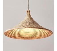 LQZCXMF Lustre Rustique En Rotin Tressé, Forme Chapeau, Style Milieu Du Siècle, En Bambou Tissé. Éclairage Vintage. Lustres En Osier Naturel De Style Ferme Pour Salon, Entrée, Hall, Chambre.