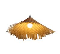 LQZCXMF Lustre Unique En Bambou Et Osier, Style Ferme, En Forme De Chapeau, Fait Main. Suspension De 55 Cm (21,6 Pouces) De Diamètre, Style Bohème, En Rotin, Idéale Pour Salle À Manger