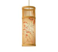 LQZCXMF Plafonnier Suspendu Tissé De Style Chinois Lanterne en Bois Restaurant Abat-Jour en Bambou Naturel, Lustre Lampe Suspendue Décorative avec Motif, 7 » X 15,7 »