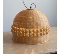 LQZCXMF Suspension Artisanale Tissée À 1 Lumière, Abat-jour En Bambou Naturel, Plafonnier Décoratif De Style Industriel, Lustre Créatif En Rotin À Hauteur Réglable, Idéal Pour Îlot De Cuisine,