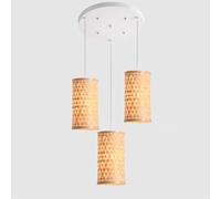 LQZCXMF Suspension En Bambou Beige, Culot E26, 1 À 3 Lampes Pour Îlot De Cuisine, Style Bohème, Hauteur Réglable, Idéale Pour Salle À Manger Ou Restaurant.