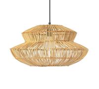 LQZCXMF Suspension en bambou de 60 cm, style industriel, avec abat-jour en rotin naturel et cordon ajustable. Luminaire décoratif rustique et vintage, idéal pour la salle à manger ou l'îlot de cuisine