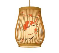 LQZCXMF Suspension en Bambou Suspendu Plafonnier, Lustre avec Lanterne À Motifs Lampe Vintage en Bambou Tissé Lampe Japonaise Country Corridor Lighting Lampe Suspendue 9,8 » X 15,7 »