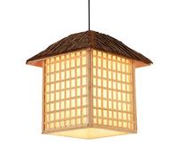 LQZCXMF Suspension En Bois Massif, Lanterne Imitation Parchemin Carrée De 40 Cm (15,7 Pouces), Style Bohème, Éclairage D'ambiance Unique, Lanterne En Bois Beige Pour Îlot De Cuisine, Salle À Manger
