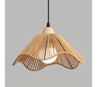 LQZCXMF Suspension En Corde De Chanvre Japonaise, Lustre Rustique De Style Ferme 30 Cm Avec Accents En Chêne, Suspension Bohème Tissée À La Main Pour Salle À Manger, Salon, Entrée, Hall (1 Pièce)
