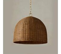 LQZCXMF Suspension En Rotin Curry Foncé À 1 Lumière Plafonnier Suspendu De Style Rustique Vintage Abat-jour Tissé À La Main En Osier Naturel Pour Salle À Manger, Restaurant Ou Chambre 50 Cm