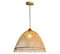 LQZCXMF Suspension Moderne En Bambou Et Osier, Style Japonais, Douille E26, Abat-jour En Rotin Naturel, Idéale Pour Îlot De Cuisine, Couloir, Salle À Manger, Entrée Ou Chambre D'enfant.