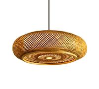 LQZCXMF Suspension Rétro en Bambou 1 Lumière Abat-Jour De Lustre en Rotin Tissé À La Main Panier en Bambou Tressé À Lumière Unique Éclairage Suspendu De Lanterne Antique avec Cordon Réglable