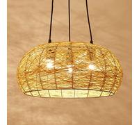 LQZCXMF Suspension Rétro En Rotin Tressé, Lustre Moderne À Douille E26, Style Bord De Mer Naturel, Suspension Japonaise En Rotin, Décoration Bohème, Plafonnier Pour Salle À Manger, Couloir, Hôtel