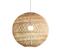 LQZCXMF Suspension Ronde En Rotin Tressé Semi-encastrée Abat-jour En Osier Naturel Pour Îlot De Cuisine, Lustre De Salle À Manger, Douille E27-1 Pièce