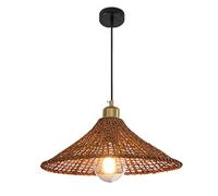 LQZCXMF Suspension Vintage En Rotin 55 Cm, Lustre Bohème En Osier Fait Main Pour Table De Salle À Manger, Luminaire Suspendu Industriel Avec Panier Rustique Ajustable, Décoration Intérieure