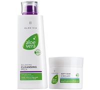 LR ALOE VIA Kit de soin du visage à l'aloe vera (200 ml de lait nettoyant et 100 ml de crème pour la peau)