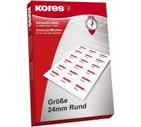 [LR024] Kores Etiquettes universelles rondes diamètre: 24 mm, blanc
