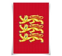 Lrajan&Daucus British Heraldry - Poster A3 - Série d'armoiries médiévales - Symboles du Moyen Âge - Impression sur tissu (Trois lions d'Angleterre)