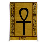 Lrajan&Daucus Collection d'affiches des dieux et symboles de l'Égypte antique - Impression murale A3 en tissu rétro, inspirée du pharaon, décoration pour la maison (#15 Ankh)