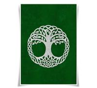 Lrajan&Daucus Poster traditionnel avec symboles celtiques - Totem de la culture celtique A3 - Décoration murale d'intérieur (arbre celtique)