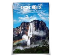 Lrajan&Daucus Poster World Wanderlust - 100 monuments mondiaux dans un style peinture à l'huile vintage, art mural en tissu A3 pour les amateurs de voyages et décoration d'intérieur (Venezuela - Angel