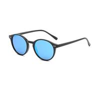 LRANOLWXV Lunettes de soleil rondes polarisées pour homme et femme - Protection UV400 - Rivet décoré - Verres miroir TAC - Lunettes de soleil rétro - Pour conduite, pêche, plein air et voyage, bleu