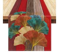 LRartdeco Chemin de Table Rouge Chemin Table Deco Mariage Champetre Chemins de Table Lin Table Runner Bois Rayé Style Fermier pour L'intérieur et L'extérieur Table à Manger Fête, 40x140cm