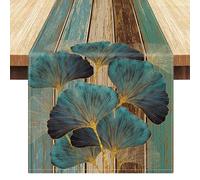 LRartdeco Chemin de Table Vert Bois Rayé Chemin Table Décoratif Rétro Napperon Long Décoration Champetre pour L'intérieur et L'extérieur Table à Manger, Vacances, Fête, 40x140cm