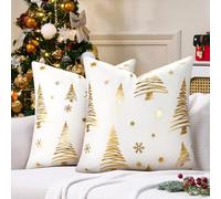 LRartdeco Taie Oreiller Housse de Coussin Noel Taie Oreiller 45x45cm Decoration Noel Coussin Velours Lot de 2 Blanche Decoratif Chambrepour Deco Chambre à pour Coucher,Salon,Jardin,Canape